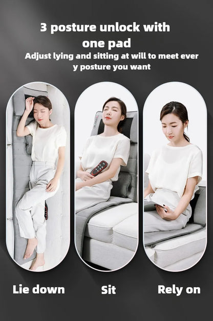 Electric Full Body Massage Mattress with Heating, Kneading & Vibration – Neck and Back Relaxation Pillow with Hand Control and Lumbar Airbag