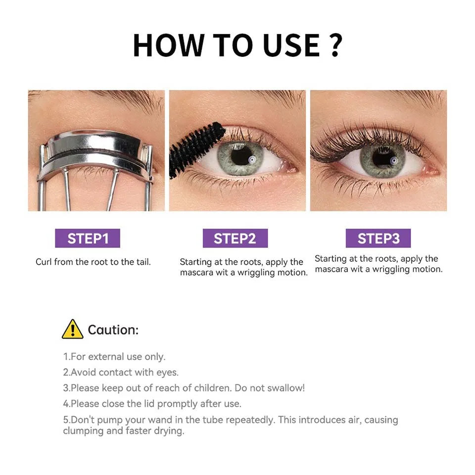 Red Wine Brown 5D Mascara — 3D Curling, Waterproof, Non-Smudge, Fast-Dry Eyelash Extension Makeup