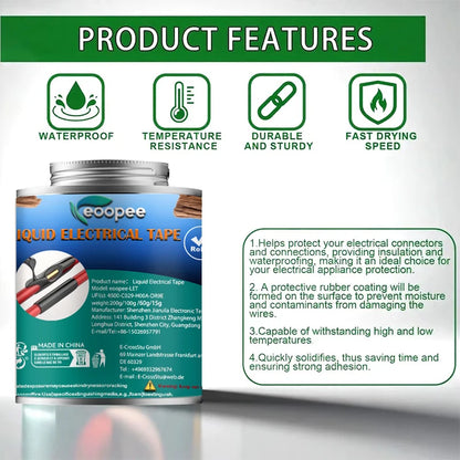 Liquid Waterproof Electrical Tape - Quick-Drying Black Epoxy Sealant Glue for Wire and Cable Insulation and Home Repairs
