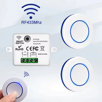 433MHz Wireless Relay Switch - 10A Remote Control Light Receiver with Wall Panel for LED Lamps 110V 220V