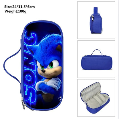 3PC Sonic Backpack School Bag Set – Anime Cartoon Zipper Backpack for Boys & Girls, Primary and Middle School Students