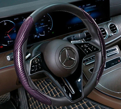 2/3PCS Universal Car Steering Wheel Cover — Laser Carbon Fiber, Silicone & 1K Microfiber Leather, Non-Slip PVC Booster