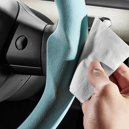 Tesla Steering Wheel Cover for Model 3/Y – Ultra-Thin Suede & Carbon Fiber, Sweat-Absorbing Car Accessory
