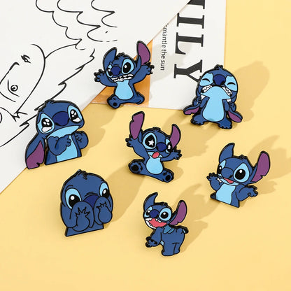 7 Pcs Lilo & Stitch Enamel Pins Set | Creative Stitch Brooches for Backpacks, Clothing & Accessories