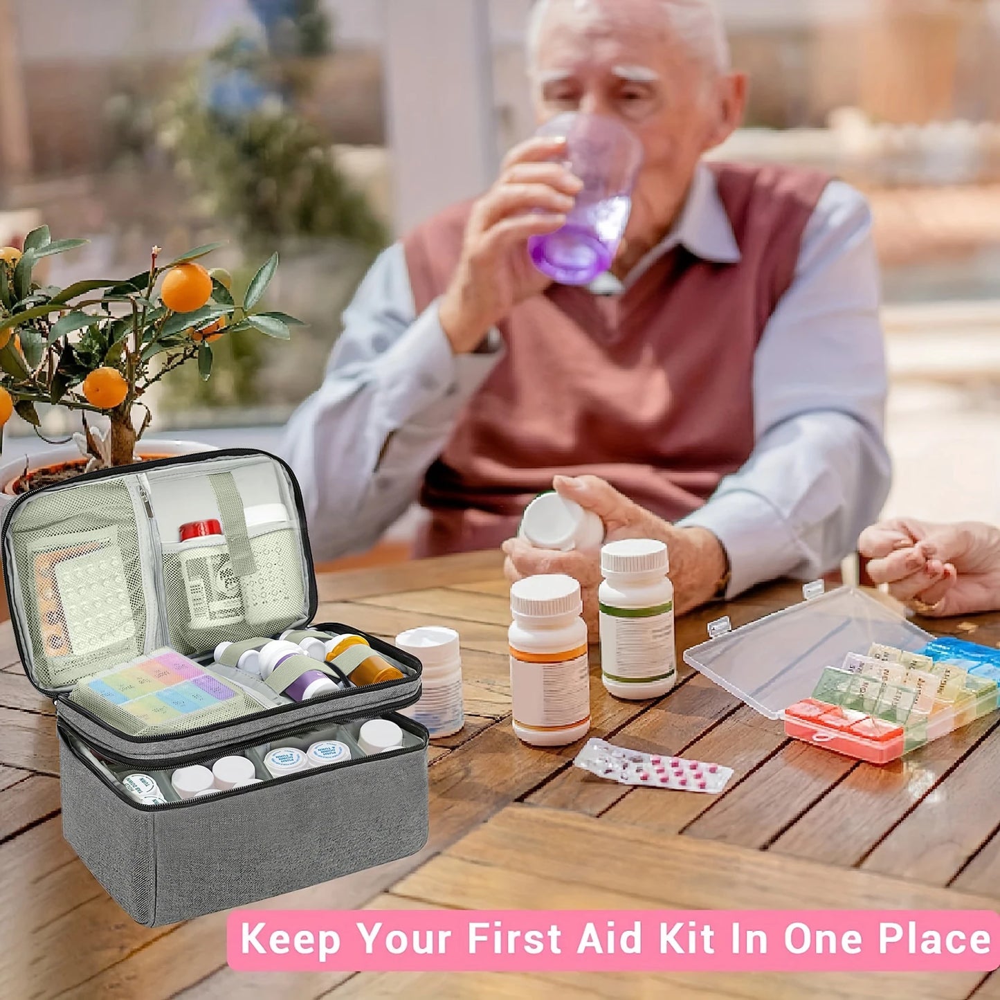 Medicine Organizer & Storage Bag — Family First Aid Box, Pill & Emergency Medication Organizer