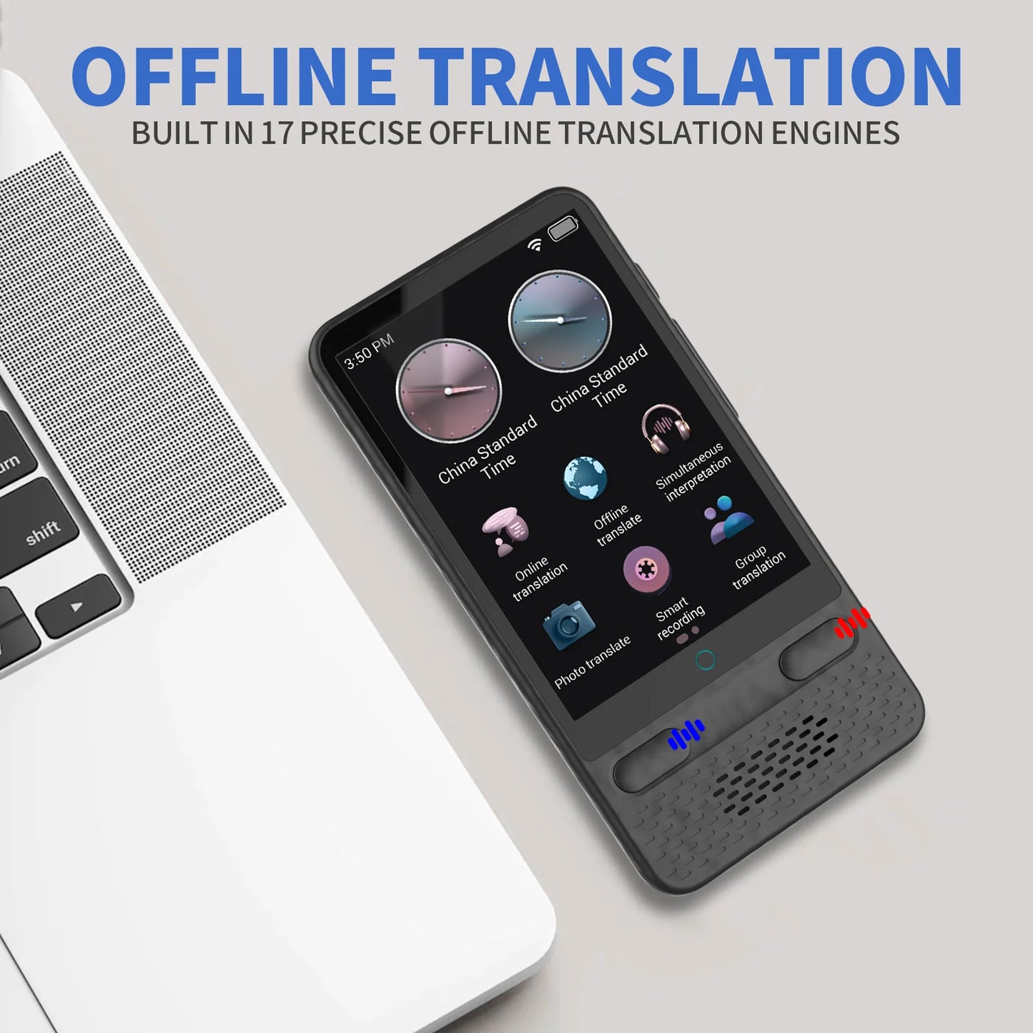 AI Language Translator Device – 138 Languages Two-Way Real-Time Voice Translation with ChatGPT Support for Travel & Business