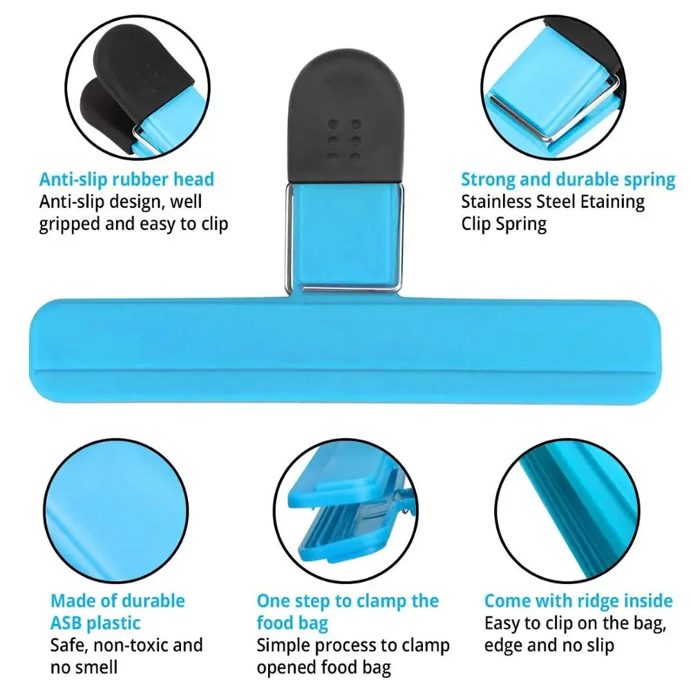 Portable Bag Clips – Plastic Kitchen Food & Snack Sealer Clamp for Storage and Organization
