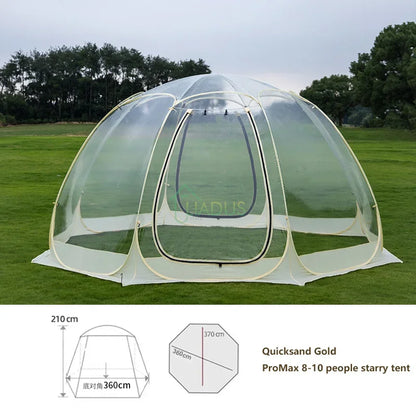 Camping Star Transparent Folding Tent – 4-8 Person Portable Spherical Tent, Rain/Windproof, Quick Opening for Outdoor Use