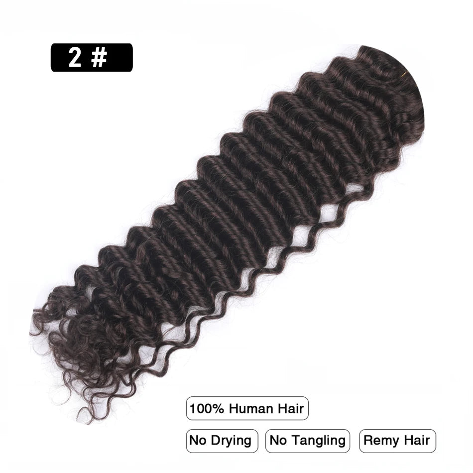 Pre-Colored Brazilian Deep Wave Bulk Human Hair - No Weft, Remy Hair Extensions, 14-28 Inch for Crochet Braids