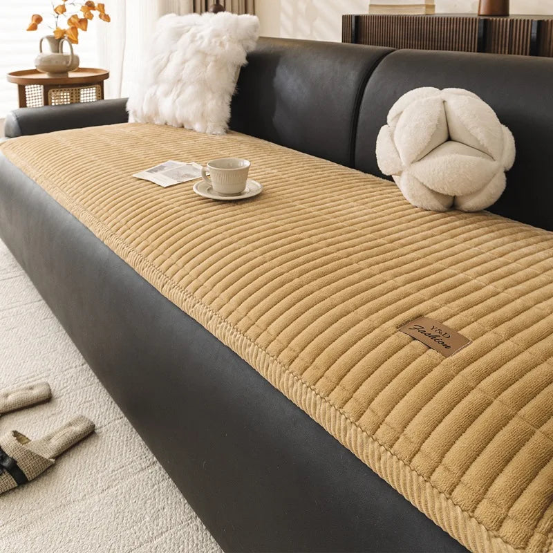 Flannel Sofa Cover - Thickened Non-Slip Couch Protector for Autumn & Winter