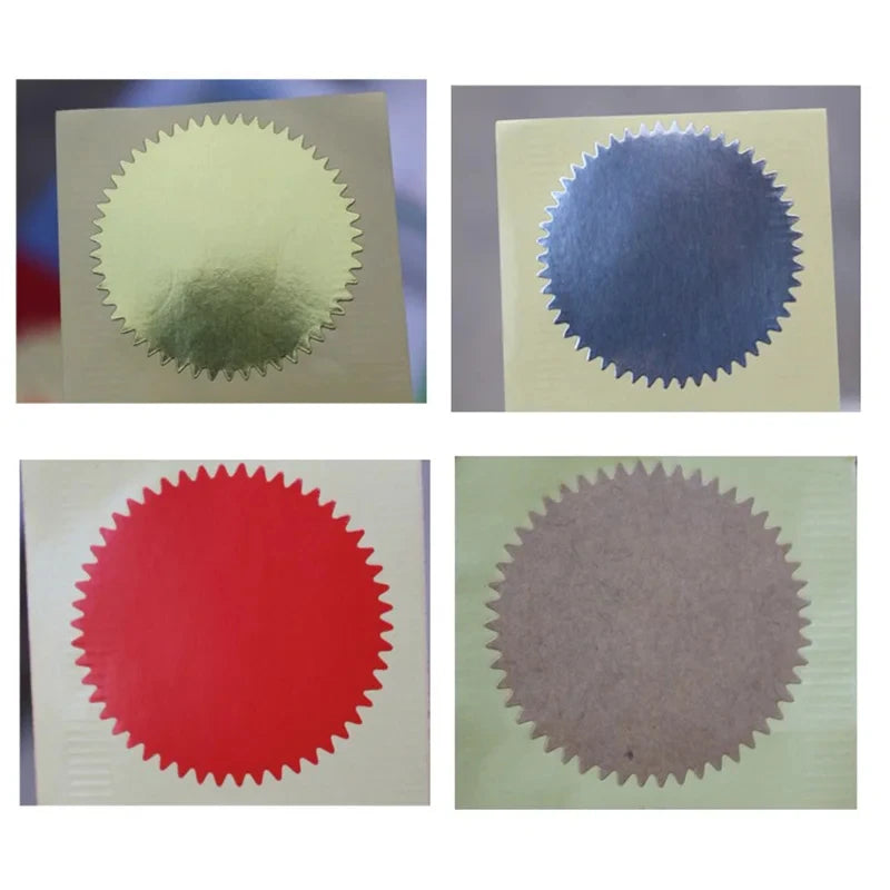 100PCS 45mm Gold Foil Embossed Stickers – Serrated Seal Labels for Diplomas, Awards & Certificates