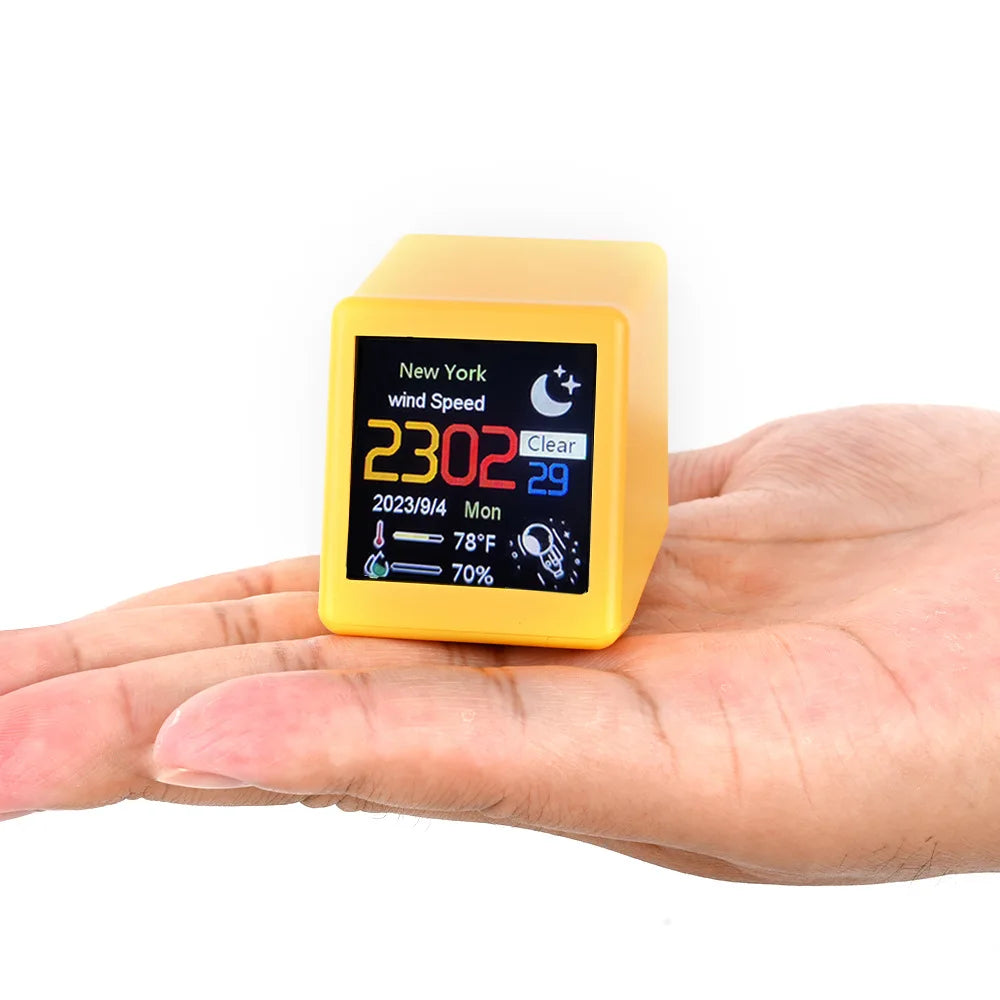 Small Portable Smart WiFi Weather Station – Temperature, Humidity, Time & Alarm Clock, Desktop Display Decoration