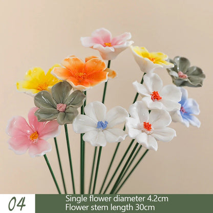 5PCS Handmade Ceramic Flowers – High-Temperature Simulation Eternal Life Flower Decorations, Creative Home & Gift Decor