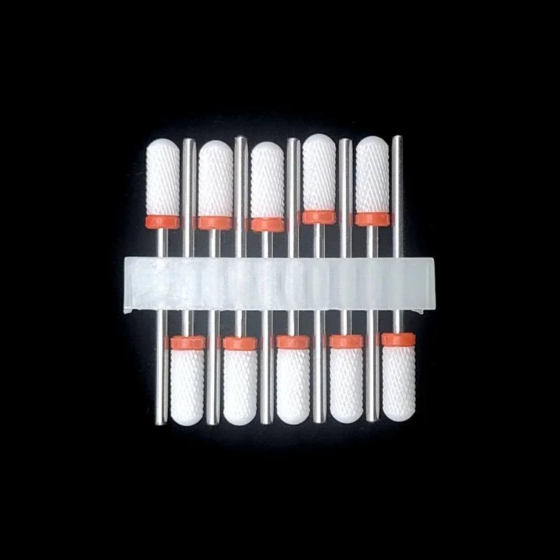 10PCS Ceramic Nail Drill Bits - Rotary Milling Cutters for Gel Polish Removal & Nail Grinding Machine Accessories