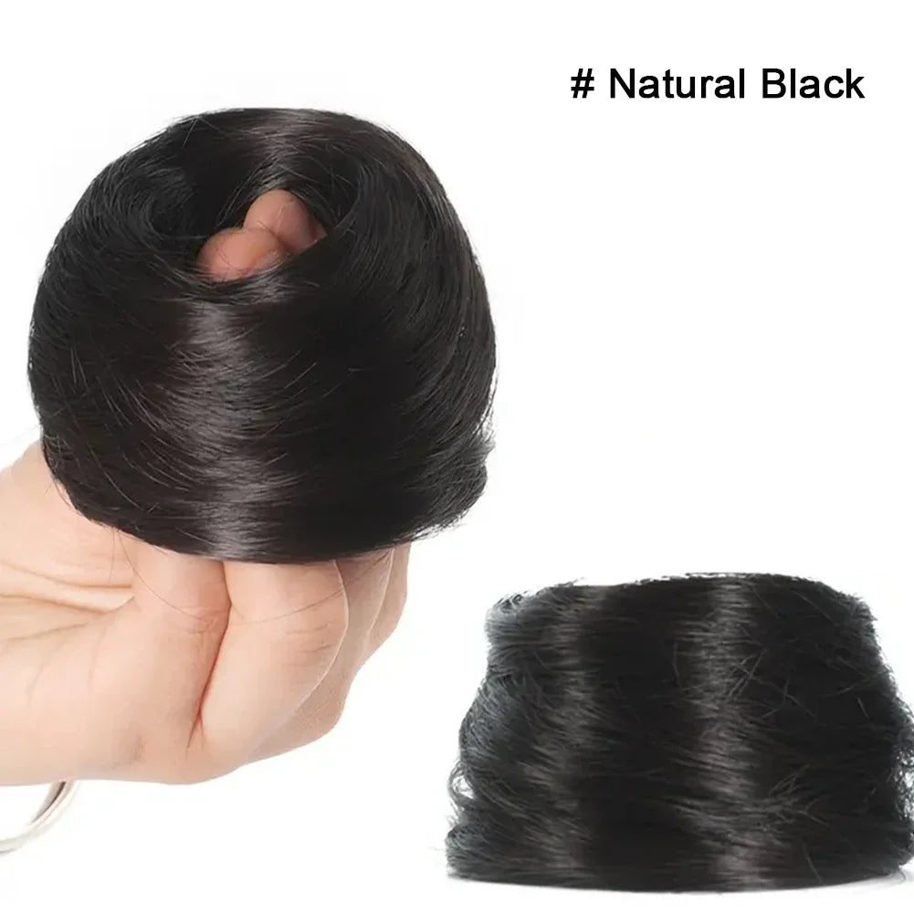 100% Human Hair Bun Ponytail Hairpiece – Brazilian Hair Scrunchie Updo, Donut Chignon Hair Extension for Women