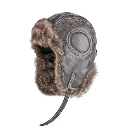 Unisex Bomber Ushanka Hat – Thick Warm Fur Winter Hat with Earflaps for Men & Women, Black & Grey Ski Cap