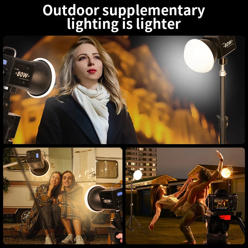 80W Dual Color Temperature COB Photography Light - Professional LED Video Light, Portable Handheld Fill Light with Mini Bowens