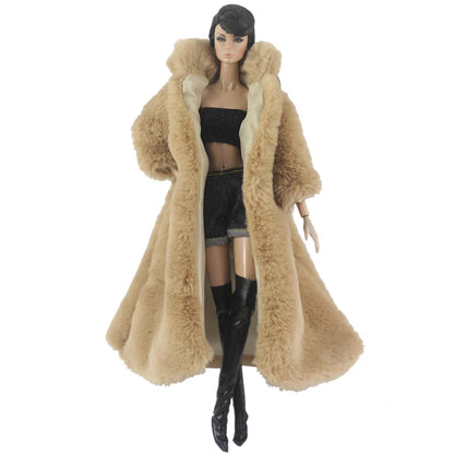 1:6 Scale Doll Clothes – Fur Coat Dress Outfit for 11.5" (30cm) Dolls, Multiple Styles, Gift for Girls