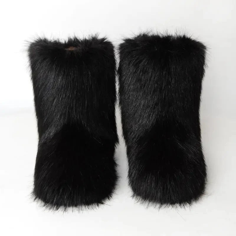 Women’s Faux Fur Winter Boots - Plush Warm Snow Shoes for Ladies with Luxury Furry Fashion Style