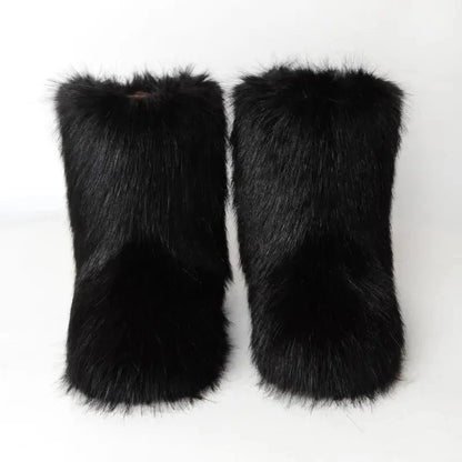 Women’s Faux Fur Winter Boots - Plush Warm Snow Shoes for Ladies with Luxury Furry Fashion Style