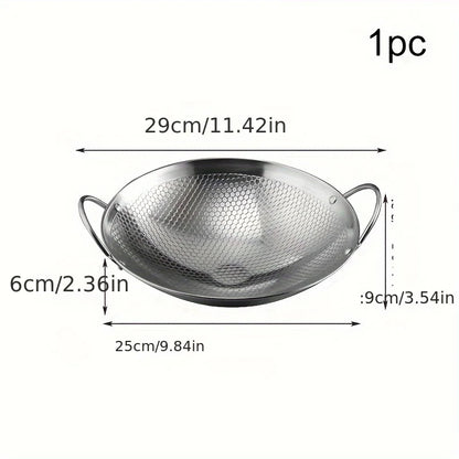 29cm Stainless Steel Honeycomb Skillet – Non-Stick, Scratch-Resistant Pan with Handle for Pasta & Steak