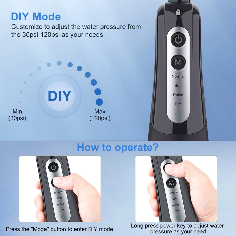 INSMART Portable Oral Irrigator – 300ml Waterproof Dental Water Flosser for Teeth Cleaning & Whitening
