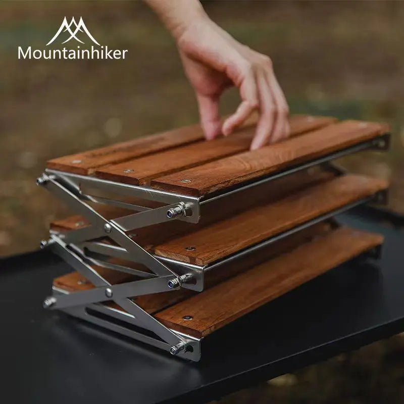 MOUNTAINHIKER Portable Camping Rack – 3-Tier Foldable Outdoor Table for Picnic & BBQ, Easy to Carry