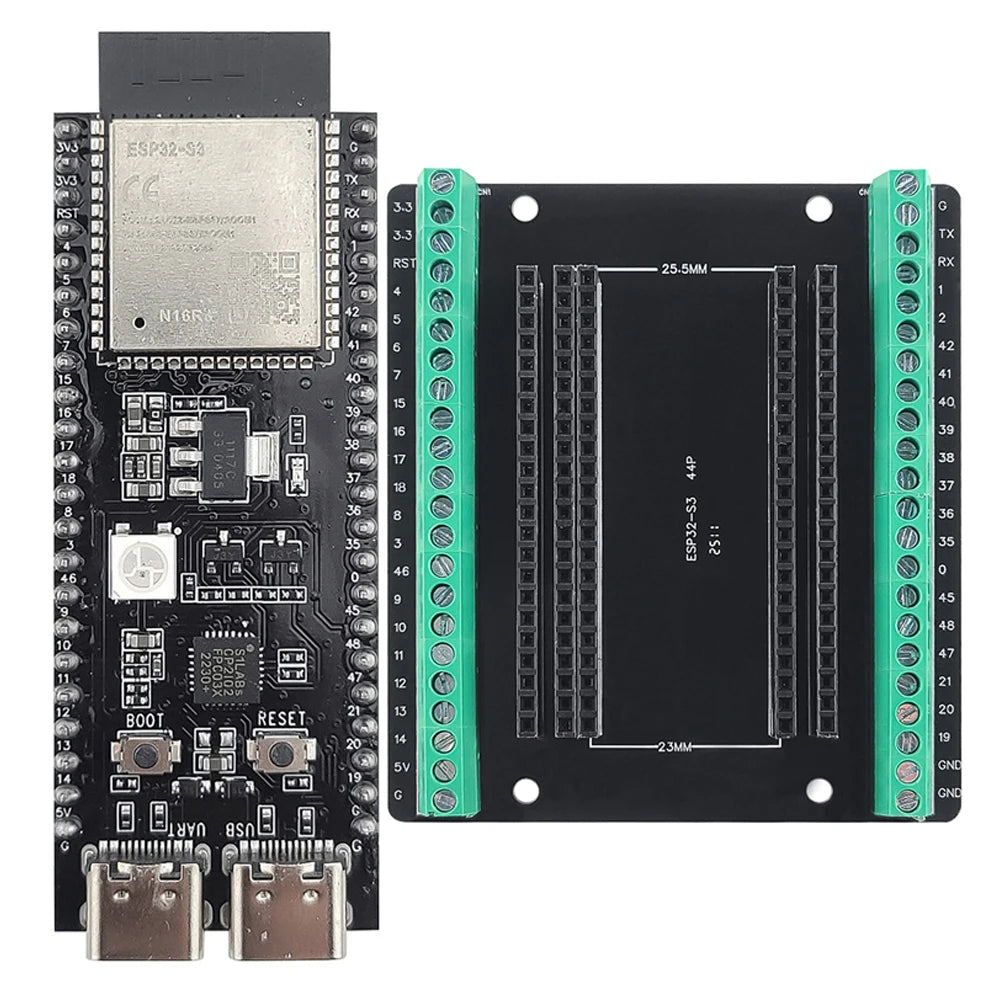 ESP32-S3 Development Board Kit – 2.4GHz WiFi & Bluetooth Module with Expansion Adapter, Type-C Interface (ESP32-S3-1 N8R2 N16R8 44-Pin)
