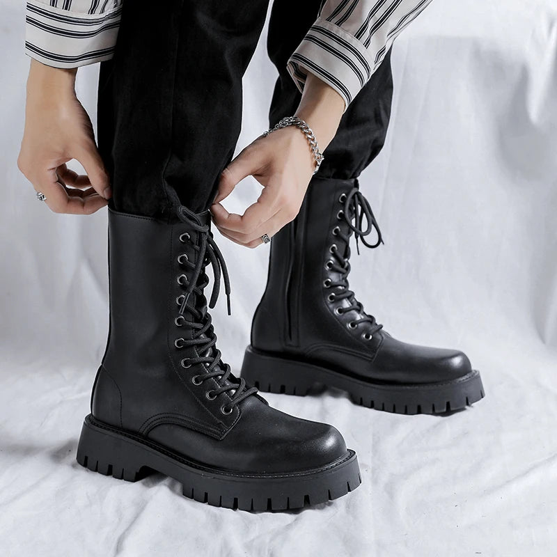 Luxury Brand Men's High Top Boots – Designer Leather Casual, Business & Outdoor Work Boots for Men