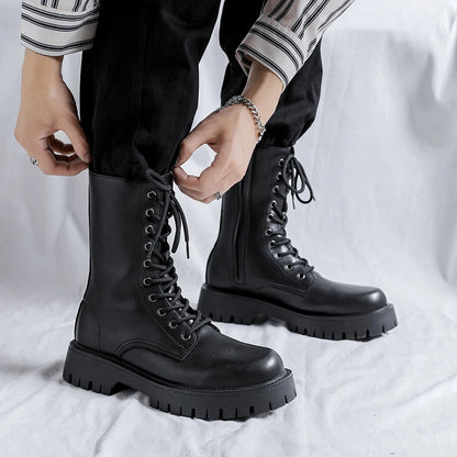 Luxury Brand Men's High Top Boots – Designer Leather Casual, Business & Outdoor Work Boots for Men