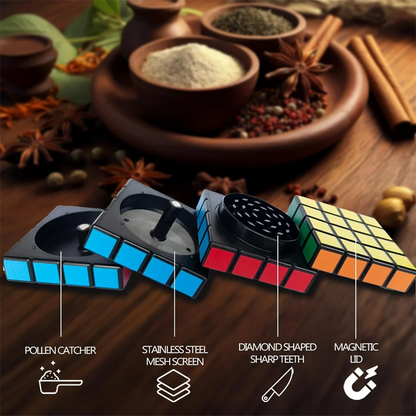 Magnet Magic Cube Four Layers Grinder - Multifunctional 1.8-Inch Cigarette Shredder and Spice Crusher