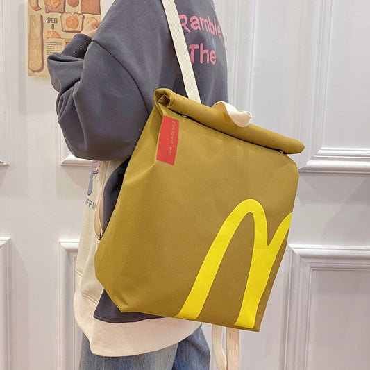 Novelty Roll Top Backpack — Large Capacity Casual School & Commuting Daypack for Women and Girls