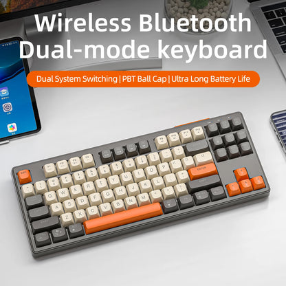 M87 Wireless 87-Key Dual Mode Bluetooth RGB Gaming Keyboard with PBT Keycaps and Rainbow Light