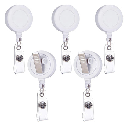 5 Pack Retractable Badge Reels - Swivel Alligator Clip ID Holder with Multitool Carabiner Keychain Design