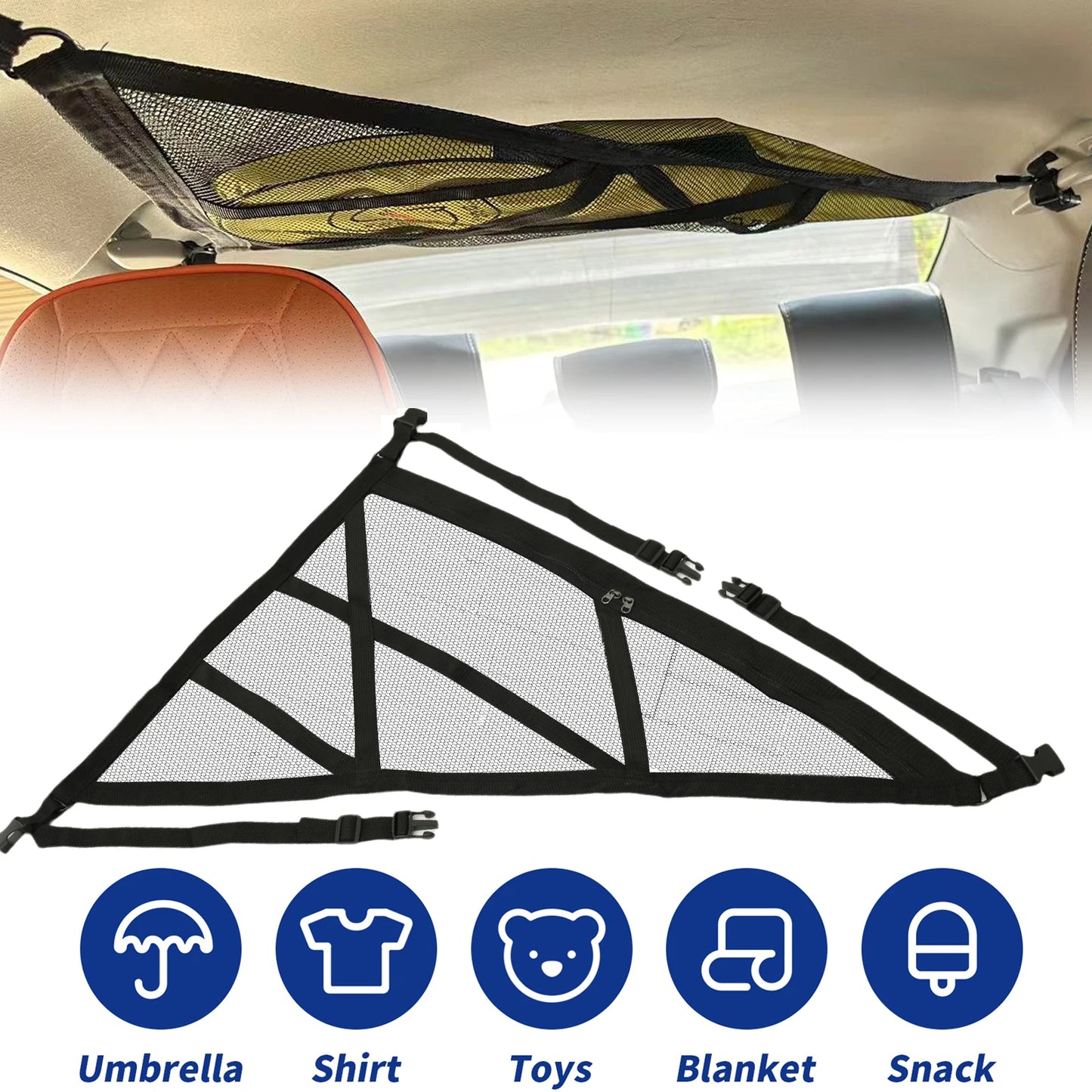 Triangular Car Roof Storage Net | Double-Layer Mesh Anti-Fall SUV Organizer for 2024
