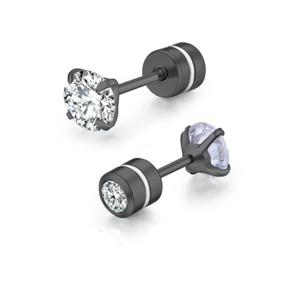 Medical Stainless Steel Crystal Zircon Ear Studs – Hypoallergenic Tragus & Cartilage Screw Piercing Earrings Jewelry