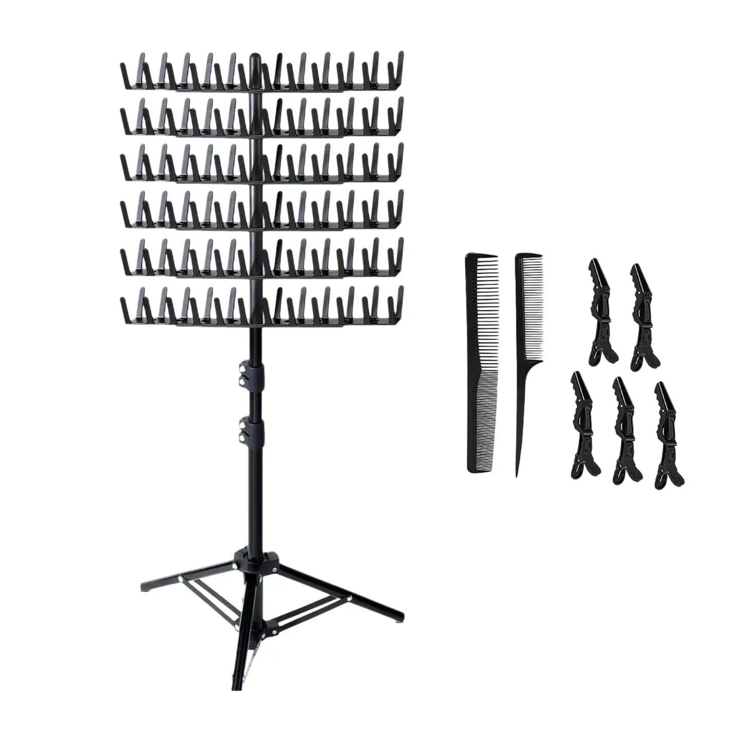Hair Braiding Rack | 2-Sided Adjustable Height Braid & Hair Extension Holder for Salon & Home Use