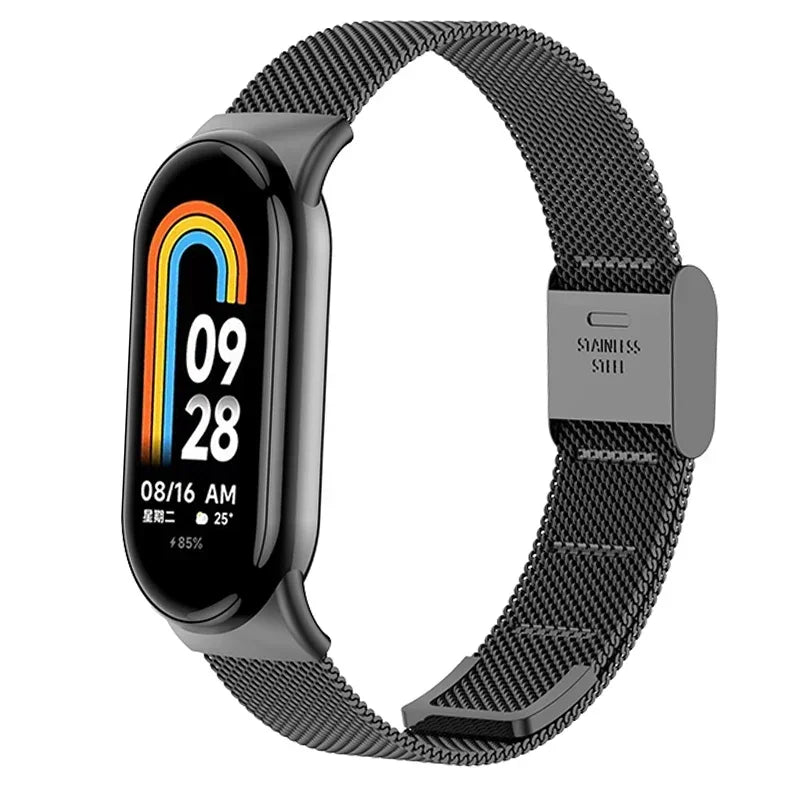 Stainless Steel Mesh Strap for Xiaomi Mi Band 9 & 8 – Metal Replacement Watchband Accessory