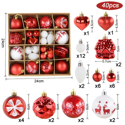 Christmas Ball Ornament Set – Large Xmas Tree Hanging Pendants with Snowflake Design for Home Decor & 2025 New Year Party Gifts