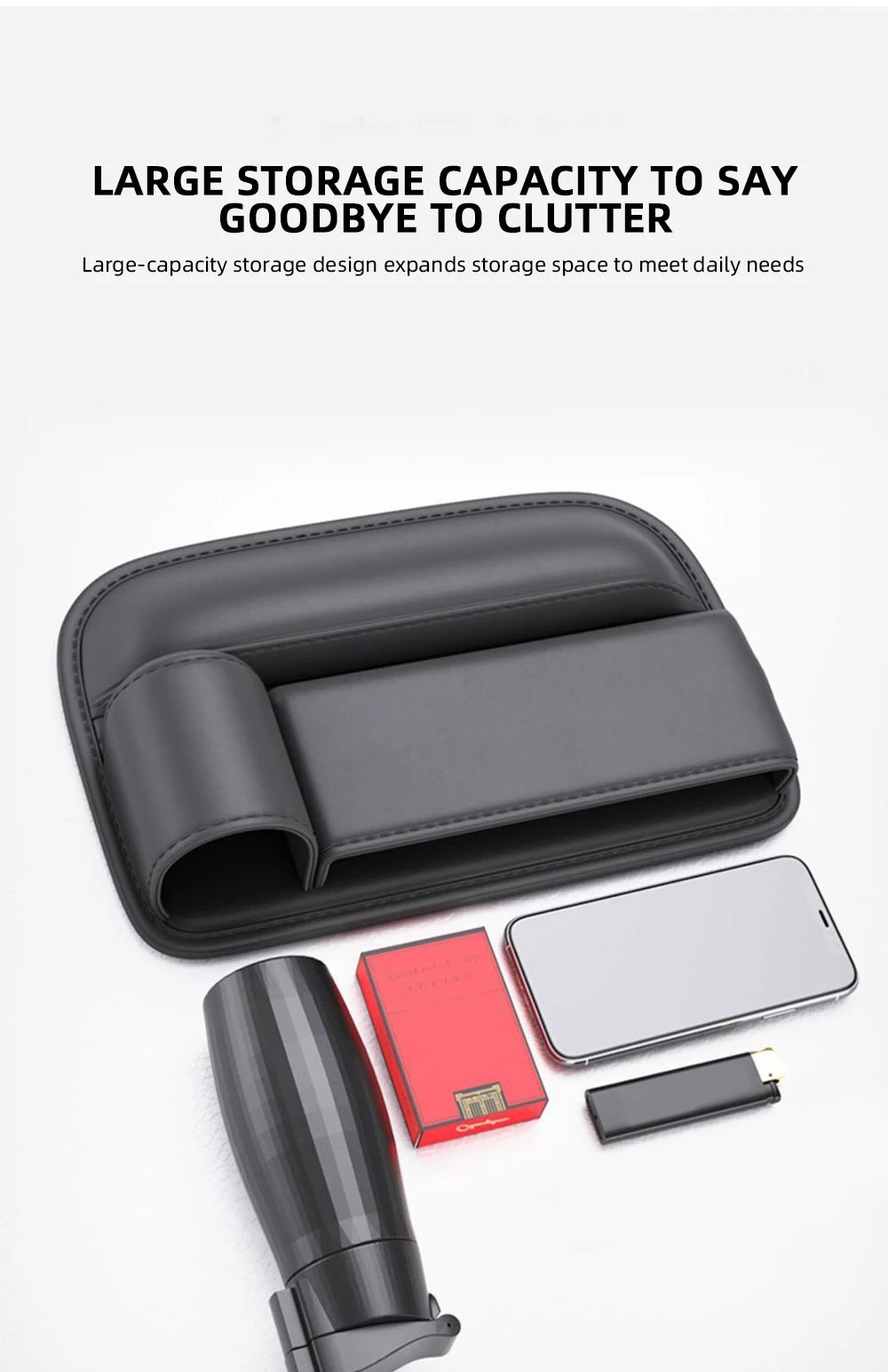 Multifunctional Car Seat Gap Organizer – Leak-proof PU Leather Storage Box with Cup Holder