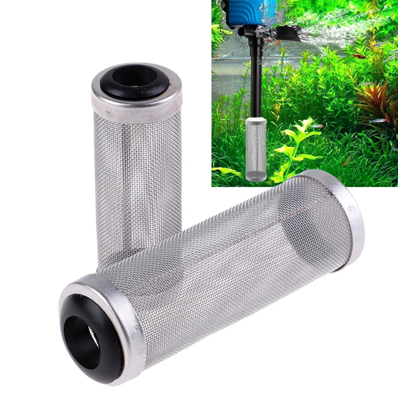 12/16mm Aquarium Inflow Inlet Filter – Stainless Steel Mesh Net Guard, Fish Tank Intake Strainer & Prefilter Cover