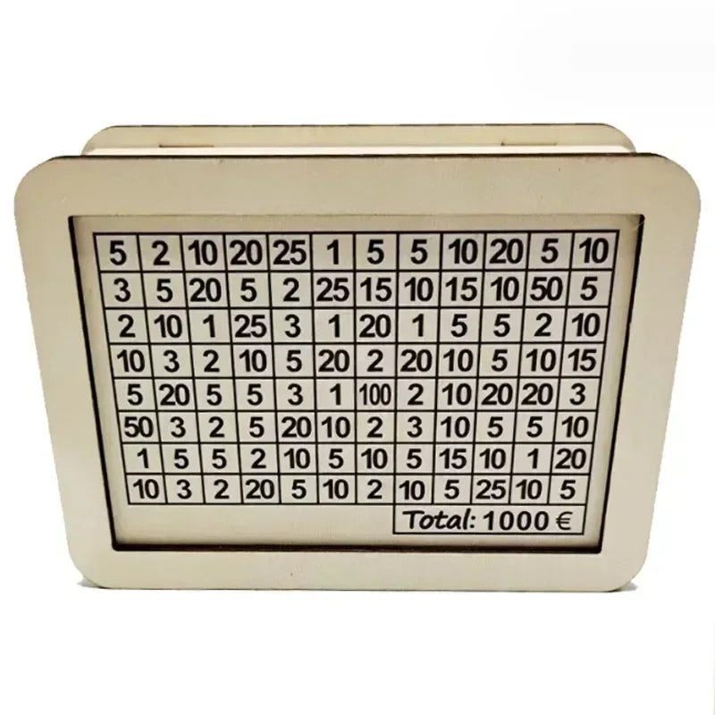 Wooden Money Box Piggy Bank – Reusable Savings Bank with Goal Tracker & Numbers – Helps Build Saving Habit