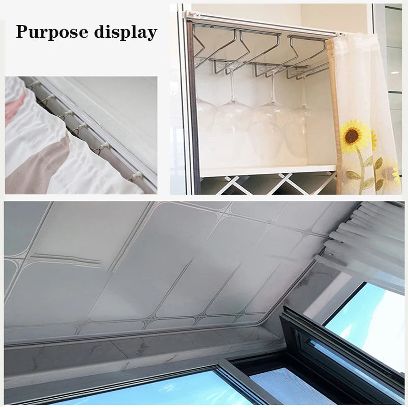 Self-Adhesive Curtain Track Nano Silent Sliding Rail, No-Drill Top & Side Mounted Window Curtain Rod Accessory for Easy Installation