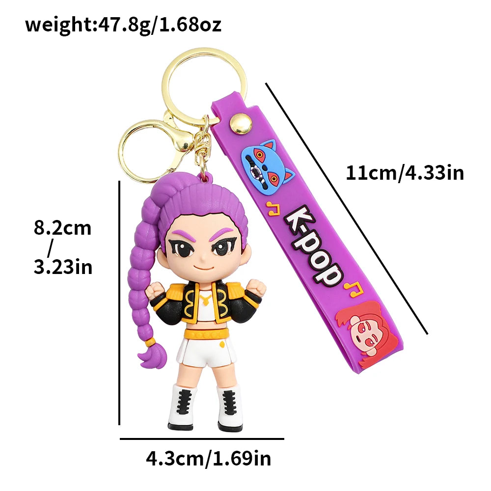 New KPOP Demon Hunters Keychain – Tiger PVC Figure, Cute Harajuku Style Key Ring for Kids & Fans