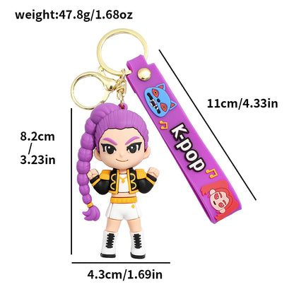 New KPOP Demon Hunters Keychain – Tiger PVC Figure, Cute Harajuku Style Key Ring for Kids & Fans