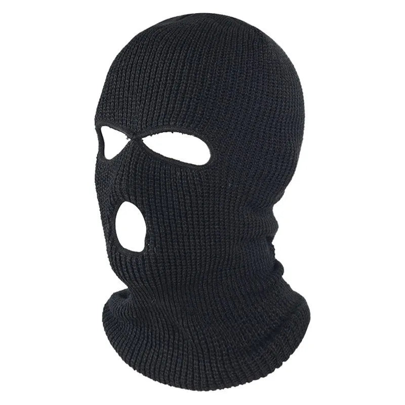 Full Face Cover Ski Mask Hat - 3 Holes Balaclava, Windproof Knit Beanie for Army, Tactical, and Winter Warmth, Unisex