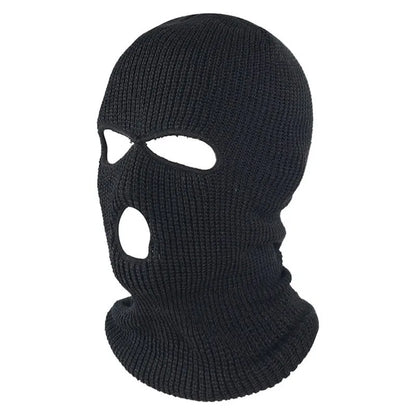 Full Face Cover Ski Mask Hat - 3 Holes Balaclava, Windproof Knit Beanie for Army, Tactical, and Winter Warmth, Unisex