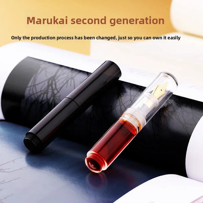 MAJOHN Wancai Fountain Pen - Transparent Starry Sky Mini Pocket Writing Pen with Macaron Maillard Brown Design