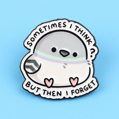 Cartoon Lapel Pins – “Sometimes I Think?” Cute Pigeon Enamel Brooch for Women, Funny Jewelry Gift