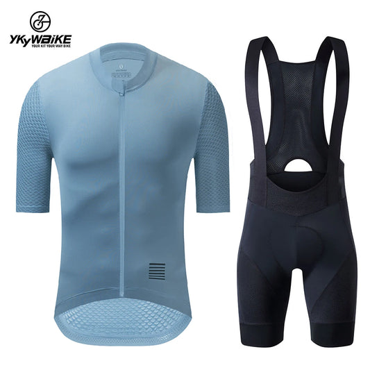 YKYWBIKE Cycling Jersey & Bib Shorts Set — Classic MTB Bike Clothing with Reflective Details